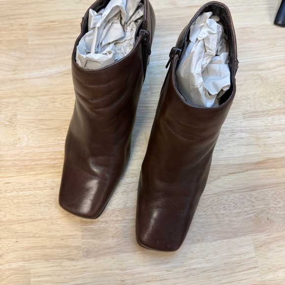 Bandolino B-Urbane Brown Leather Square Toe Block Heel Ankle Boots Womens 7M - Picture 5 of 7